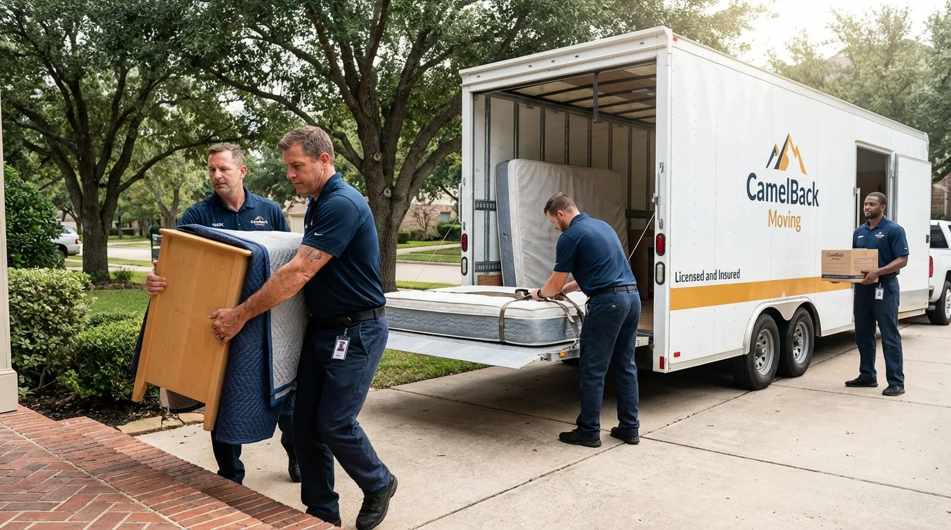 Crew loading residential truck for cross-state move from Mount Pulaski, IL